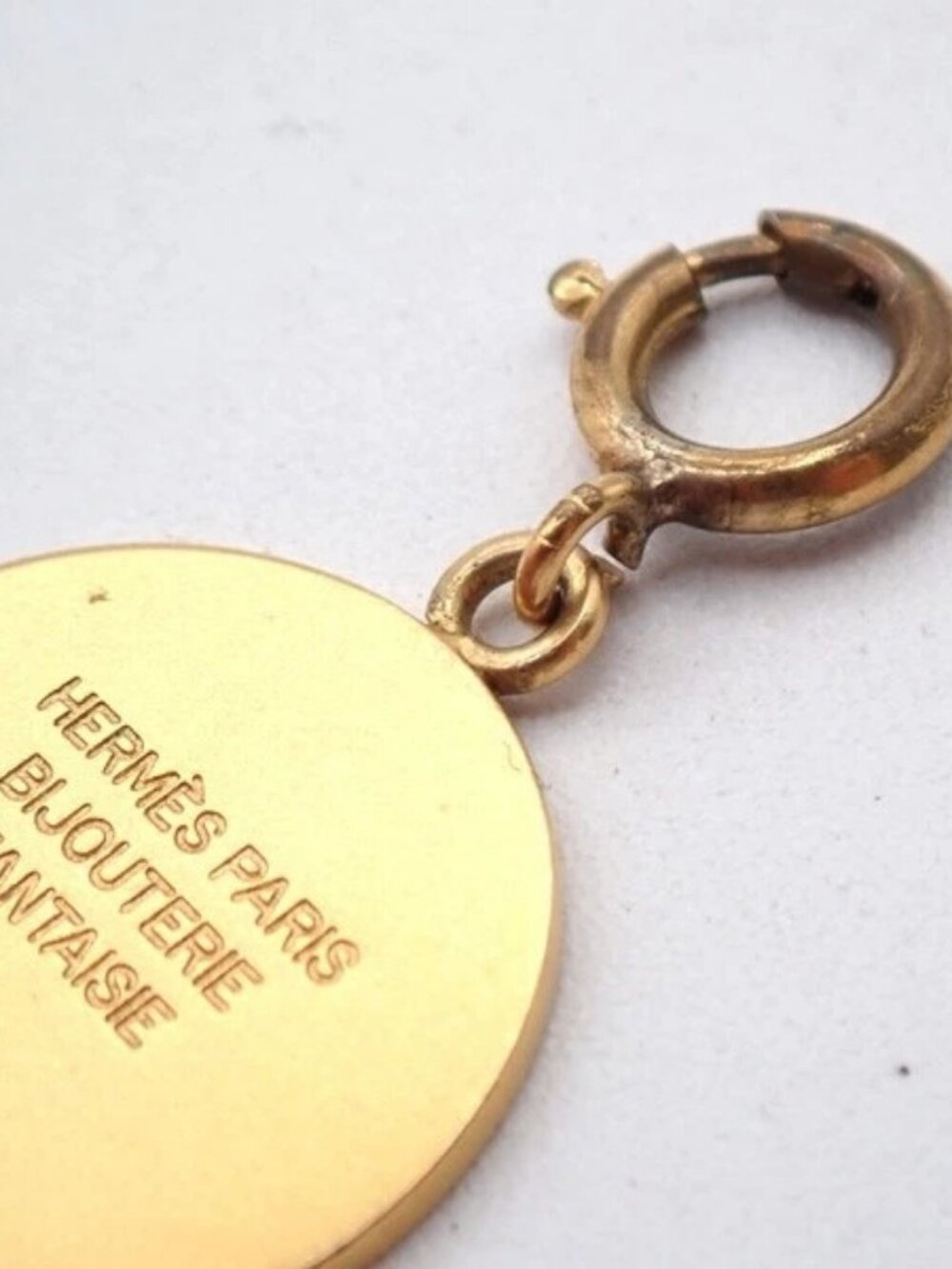 HERMES Logo Sellier Pendant Necklace Top Charm Gold-Plated 08RL971 - Picture 6 of 7